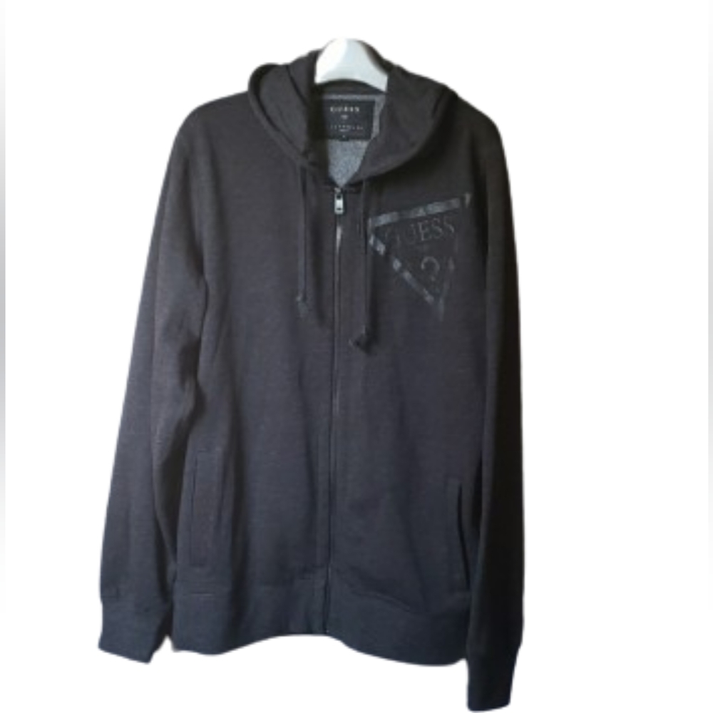 Guess dark gray fleece zip up hoodie